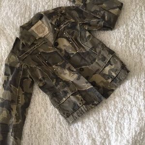 Rhinestones & Embroidery Military Camo Jacket